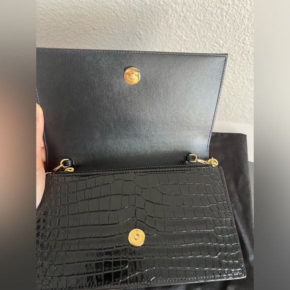 Saint Laurent Kate Croc Embossed Wallet on Chain Handbag - Picture 9 of 13